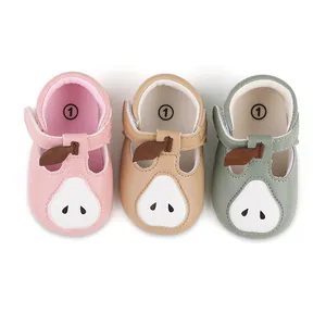 Chaussures Premier Pas pour Nourrisson Poire Dessin Animé Semelle Souple Antidérapante Chaussons Bébé en Similicuir à Scratch