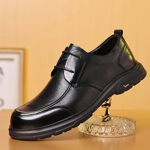 Klassieke zwarte leren oxfords met zachte antislipzool voor heren zakelijke casual schoenen