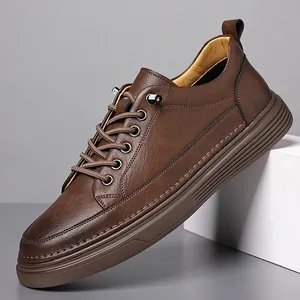 Zapatos de Cuero Informales Retro para Hombre Estilo Coreano Mocasines Transpirables Cuero Regenerado Zapatillas de Skate