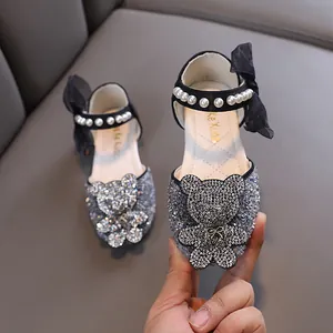 Élégantes chaussures de princesse pour filles avec strass brillants et motif d'ours