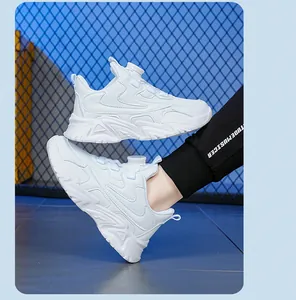 Stylish white children's sports sneakers featuring a convenient rotary knob lacing system
