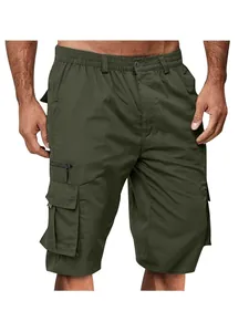 Men's olive green cargo shorts with multi-pocket design and relaxed fit for outdoors