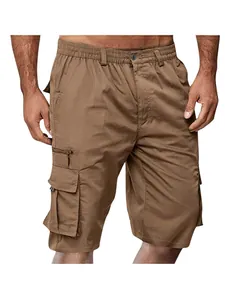 Men's brown loose-fit cargo shorts with multiple utility pockets for outdoor leisure.