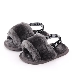 Sandalias de pelo para bebé de 0 a 1 año con suela blanda y cómoda correa elástica