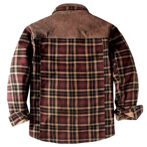 Vue arrière de la veste chemise à carreaux vintage pour homme avec empiècement velours