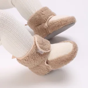 Detail of cozy fleece-lined baby winter boots with soft anti-slip rubber soles