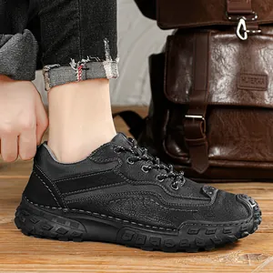 Chaussures décontractées pour hommes cousues main avec semelle robuste et antidérapante