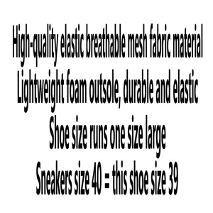 Dettaglio delle specifiche dei materiali e guida alle taglie per sneakers traspiranti