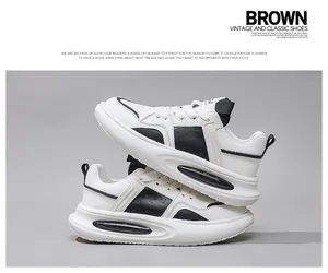 Premium heren sneakers van leer met zichtbare luchtkussen zool in wit en zwart design