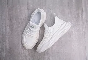 Sneakers bianche chunky da uomo con mesh traspirante e suole spesse in stile retrò