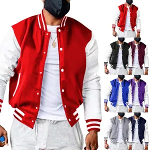 Veste d'université classique en polaire pour homme avec manches contrastées et boutons