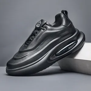 2023 New Genuine Leather Men Dad Shoes Breathable Trendy Thick Sole Height Increasing Sneakers Men Casual Sports Shoes