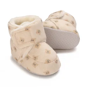 Patucos de invierno para bebé con forro polar suave y lindo estampado de ositos