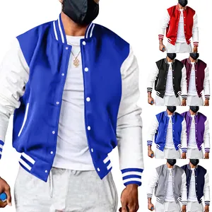 Veste de baseball classique pour hommes avec doublure polaire et manches rayées