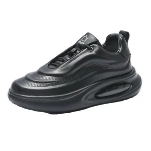 Men's genuine leather chunky sneakers with breathable design and thick platform sole