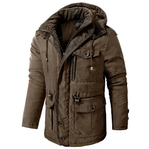 Parka en coton à capuche pour homme, mi-long et chaud pour le grand froid extérieur