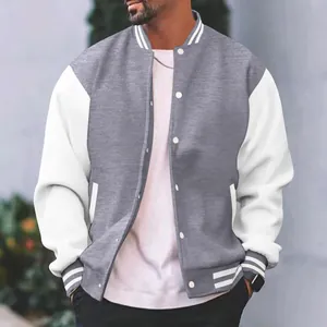 Casual varsity jas voor heren met contrastmouwen en gestreepte geribbelde kraag