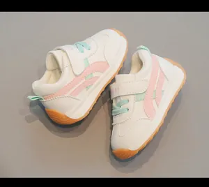 Scarpe bianche primi passi per bambini con suole morbide antiscivolo e rosa 1-3 anni