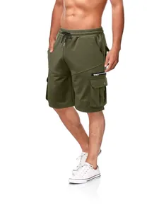 Herren Cargo-Shorts in Olivgrün mit mehreren Taschen und praktischem Kordelzug