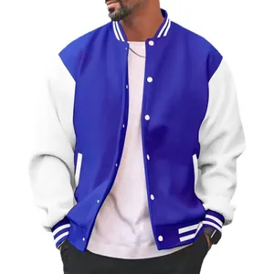Casual blauw-witte varsity-jas voor heren honkbaluniform voor herfst en winter