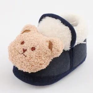 Cozy infant bootie featuring a cute 3D plush teddy bear design for winter warmth