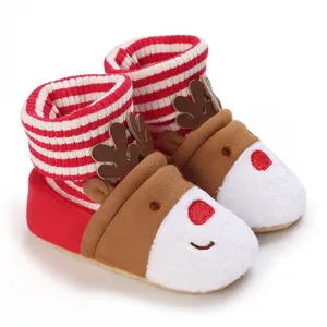 Baby Weihnachten Rentier Lauflernschuhe Weiche Sohle Warm Winter Baumwolle Neugeborene Kleinkinder Erstlingsschuhe Für Jungen Mädchen