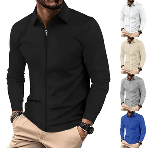 Variantes de couleurs pour veste décontractée homme en maille gaufre avec zip et col à revers