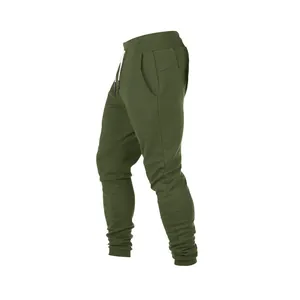 Seitenansicht-Detail der olivgrünen Sport-Jogginghose für Herren mit Kordelzug
