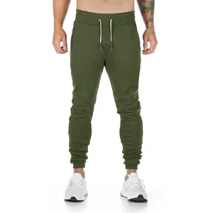 Pantalón jogger ajustado verde oliva para hombre con cordón ajustable y bolsillos