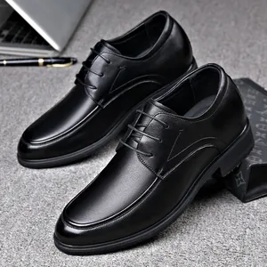 Herren Rindsleder Höhenvergrößerung Business Formell Schuhe Atmungsaktiv Rutschfest Schnürschuhe Für Büro Party Bankett