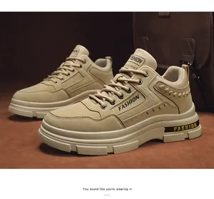 Botas de trabajo bajas para hombre en color caqui con diseño FASHION en el lateral y la suela