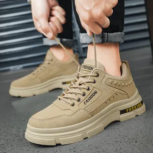 Botas de Trabajo para Hombre Moda Caña Baja Estilo Martin Casual Antideslizante Cuero PU Botas de Moto para Otoño Invierno Exterior
