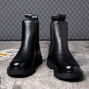 Stivali Chelsea da Uomo Suola Spessa Pelle Rigenerata Stile Britannico Stivali Martin Antiscivolo Autunno Inverno Moda Stivaletti Uomo