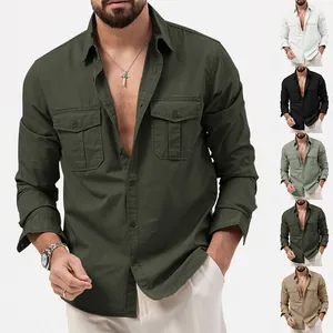 Chemise décontractée professionnelle pour hommes avec poches poitrine et divers coloris