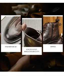 Detailansicht von Martin Boots aus Leder im Distressed-Look mit Reißverschluss.
