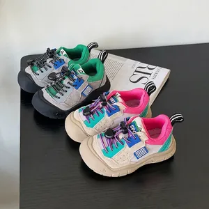 Casual Sneakers voor Kinderen Ademend Microvezelleer Mesh Patchwork Schoenen Antislip Zachte Zool Outdoor Board Schoenen voor Jongens Meisjes
