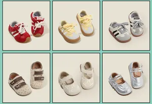 Ensemble de chaussures de marche pour tout-petits en divers styles et couleurs.