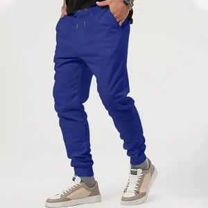 Blauwe heren joggingbroek met elastische tailleband en geribbelde manchetten