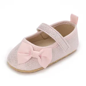 Elegante rosa glitzernde Baby Mädchen Prinzessin Lauflernschuhe mit weicher Sohle und Schleife