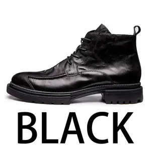 Klassische schwarze Leder Martin Boots mit Reißverschluss und dicker Profilsohle