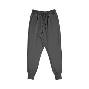 Dark grey men's casual outdoor joggers featuring drawstring waistband and ribbed ankle cuffs.