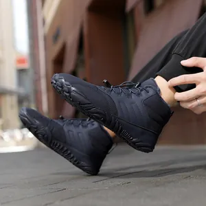 Durable mid-top winter outdoor hiking boots with warm plush lining and rugged sole