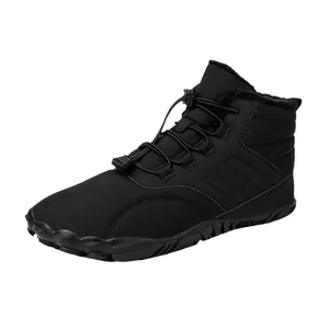 Winter warm outdoor hiking shoes featuring thick fur lining and mid-top protective design