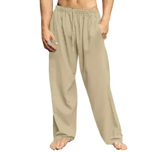 Bequeme khaki Herren-Hip-Hop-Freizeithose mit einem verstellbaren Kordelzug am Bund.