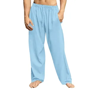 Helle blaue lockere Herren Freizeithose mit komfortablem Kordelzug und Gummibund.