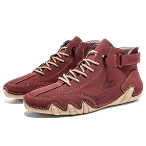 Seitendetail der Salkin Herren-Stiefeletten mit einzigartiger beige Krake-Stil Gummisohle
