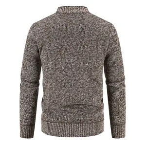 Detailed back view of a men's thick marl knit sweater featuring ribbed hem and cuffs