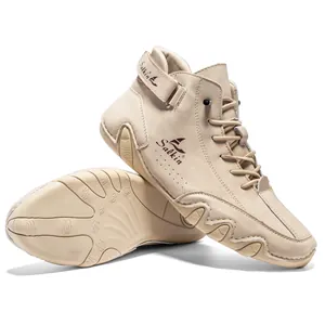 Detailansicht der beigefarbenen High-Top Octopus Freizeitschuhe für Herren mit Sohle