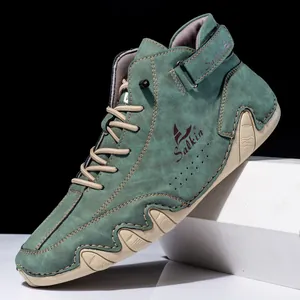 Stilvolle grüne High-Top-Oktopus-Freizeitstiefel mit Wildledertextur und Salkin-Logo