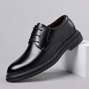 Herren Business Formelle Lederschuhe Echtes Rindsleder Dress Shoes Höhenvergrößernde Oxford Derby Hochzeit Bräutigam Winter Warm Fleece Gefütterte Schuhe